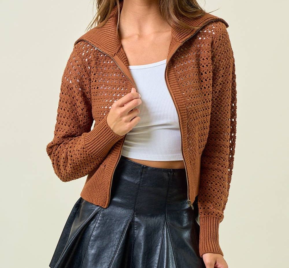 Chaqueta de Punto Abierto con Cremallera