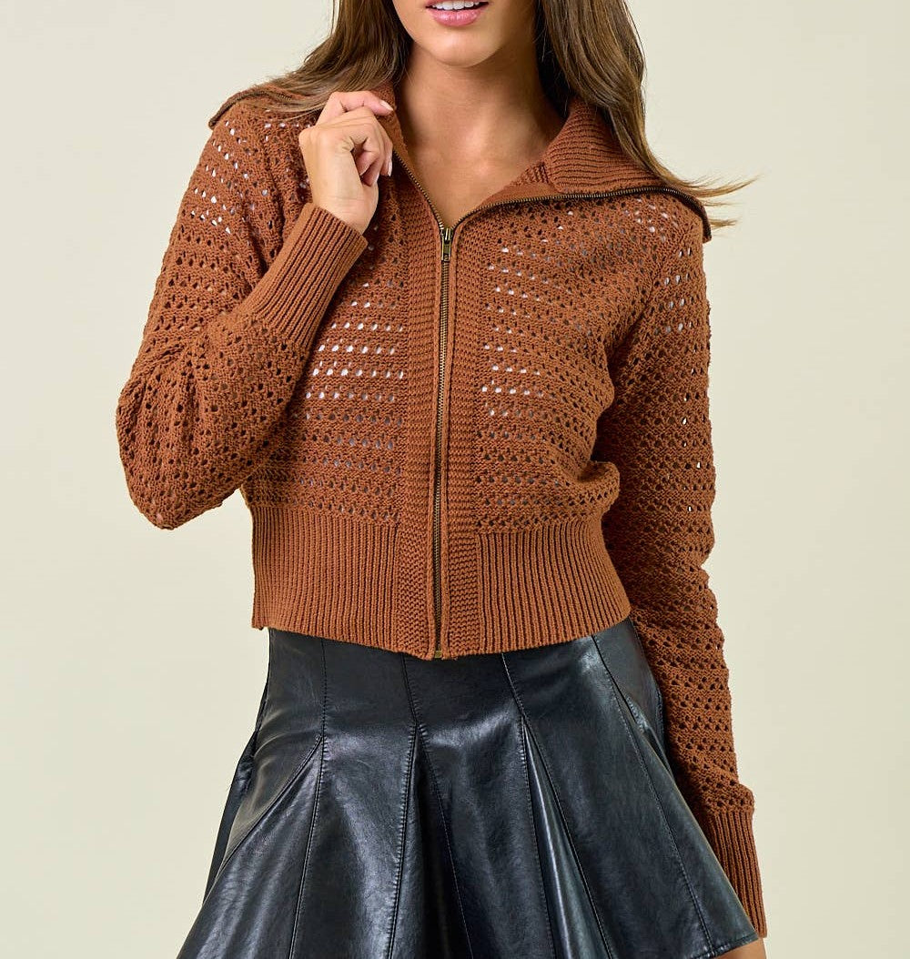 Chaqueta de Punto Abierto con Cremallera