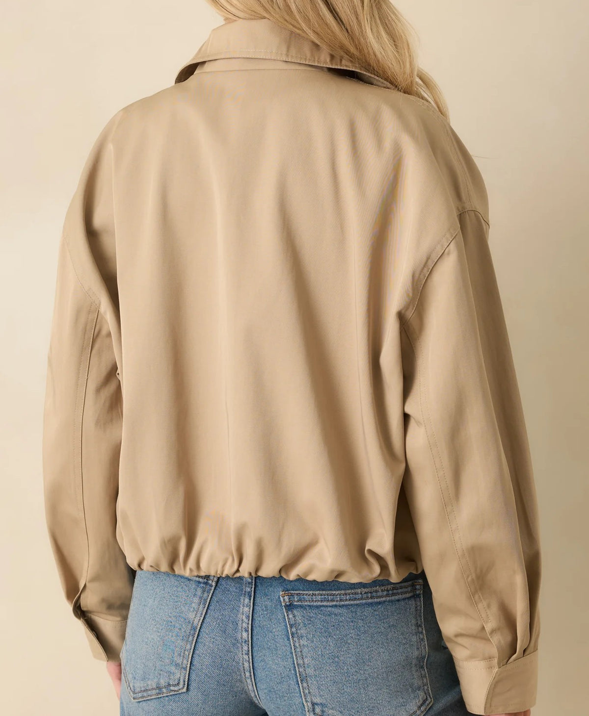 Chaqueta Bomber Caqui con Cremallera